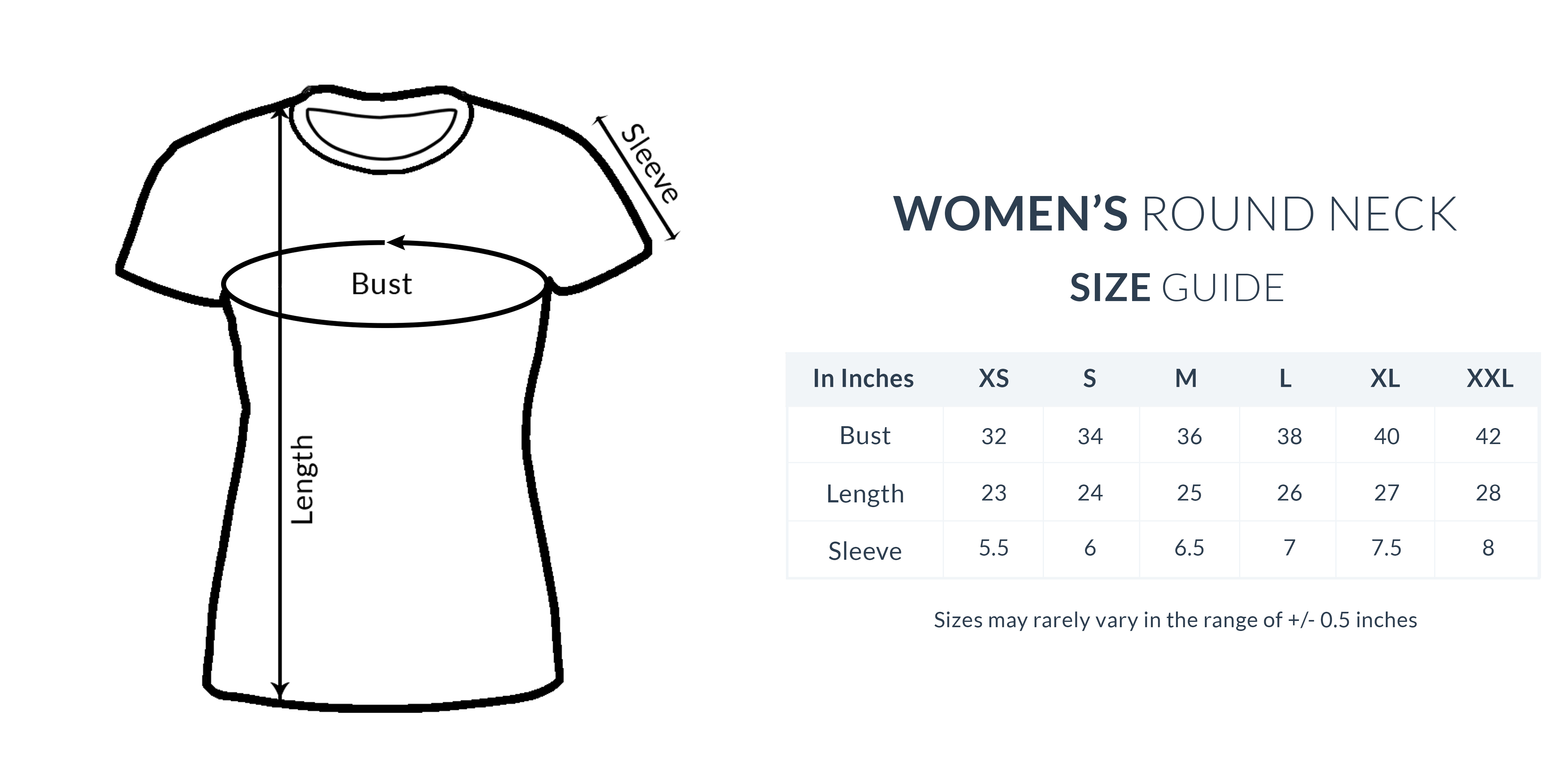 T Shirt Size Chart For In India