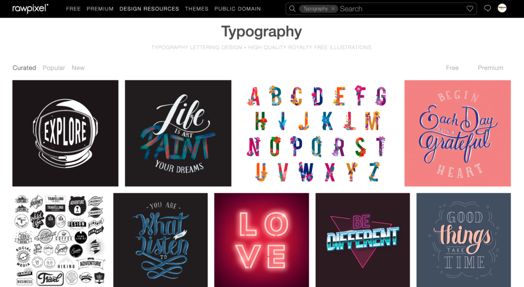 Royalty-free graphic designs on RawPixel