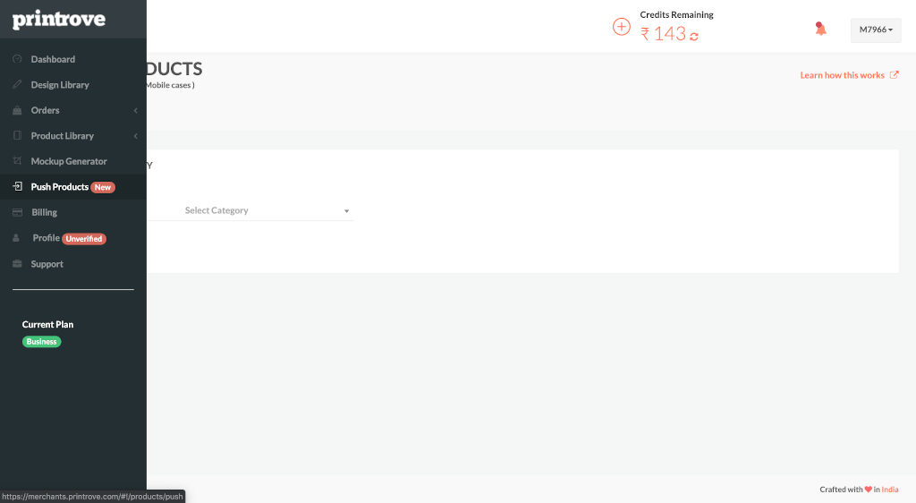 Printrove Merchant Panel - Push Products